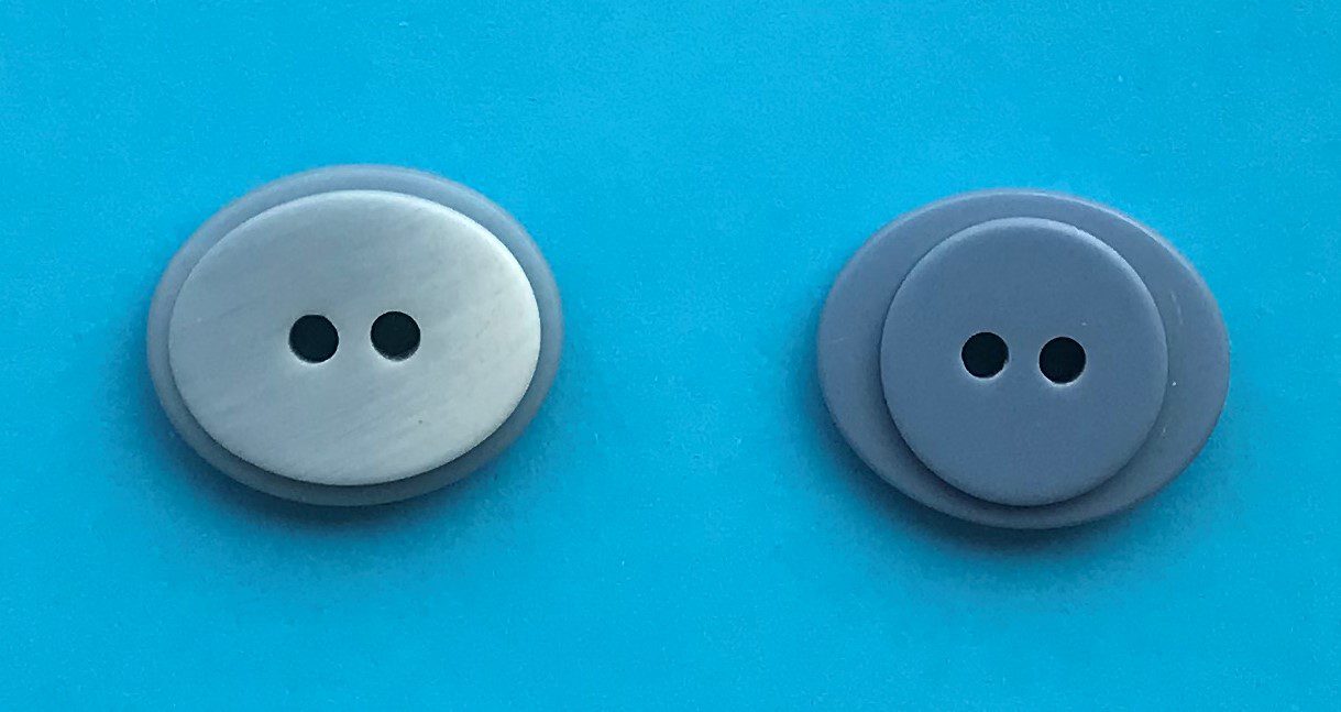 23mm Blue Oval "Two Sided" 2 Hole Button (per button)