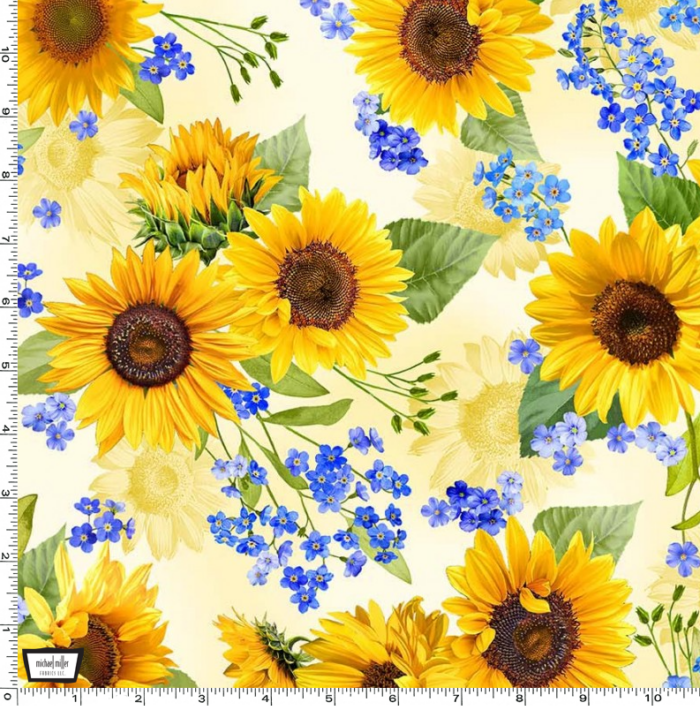 Fat Quarter - Summer Sunflowers Blooms Sun Fabric