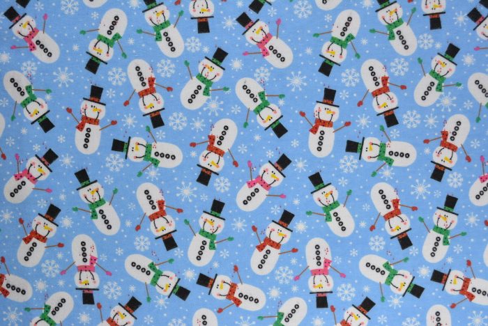 Blue Snowmen Flannelette Fabric 108cm Wide (per metre)