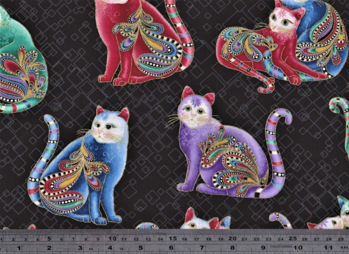 Cat-I-Tude 2: Playful Cats Multi Cotton Fabric 110cm Wide (per metre)