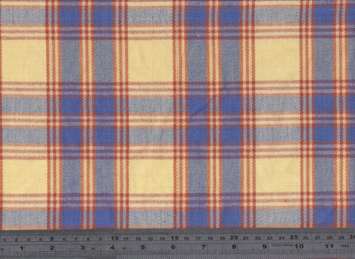 Cream / Blue Upholstery / Furnishing Fabric 138cm wide (per metre)