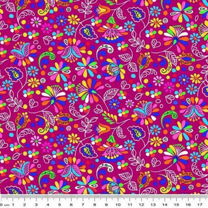 Dazzling Garden: Garden Party Pink Cotton Fabric (per metre)