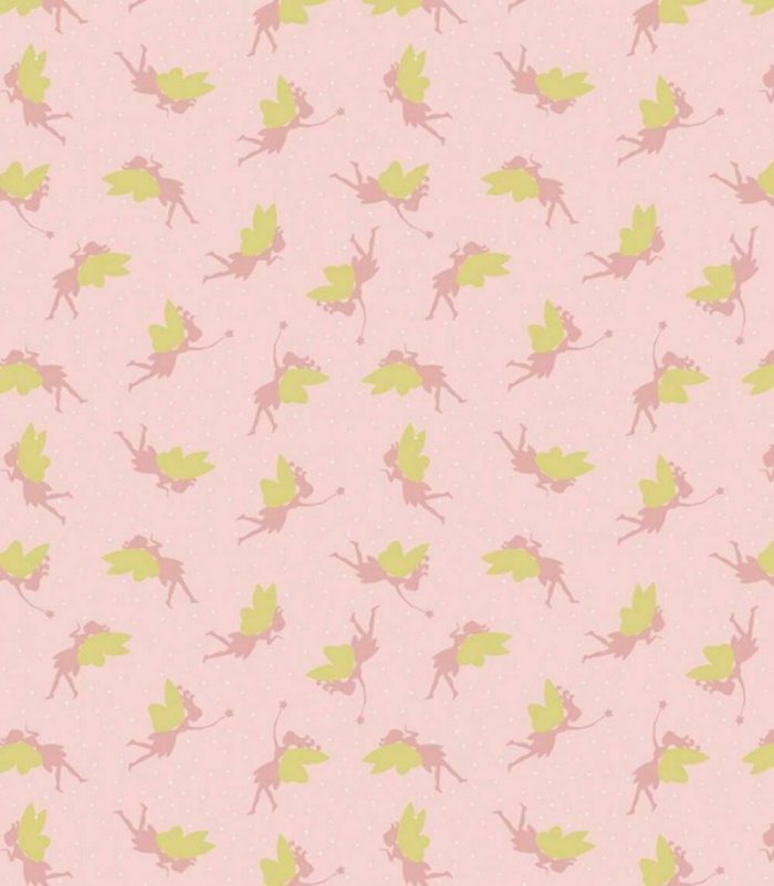 Fat Quarter - Small Things Mystical & Magical - Fairies on Pink Cotton Fabric