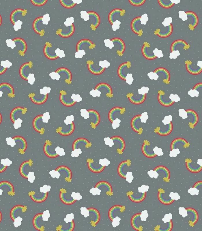 Fat Quarter - Small Things - Rainbows on Grey Cotton Fabric
