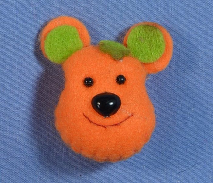 Orange Teddy Bear Head Motif