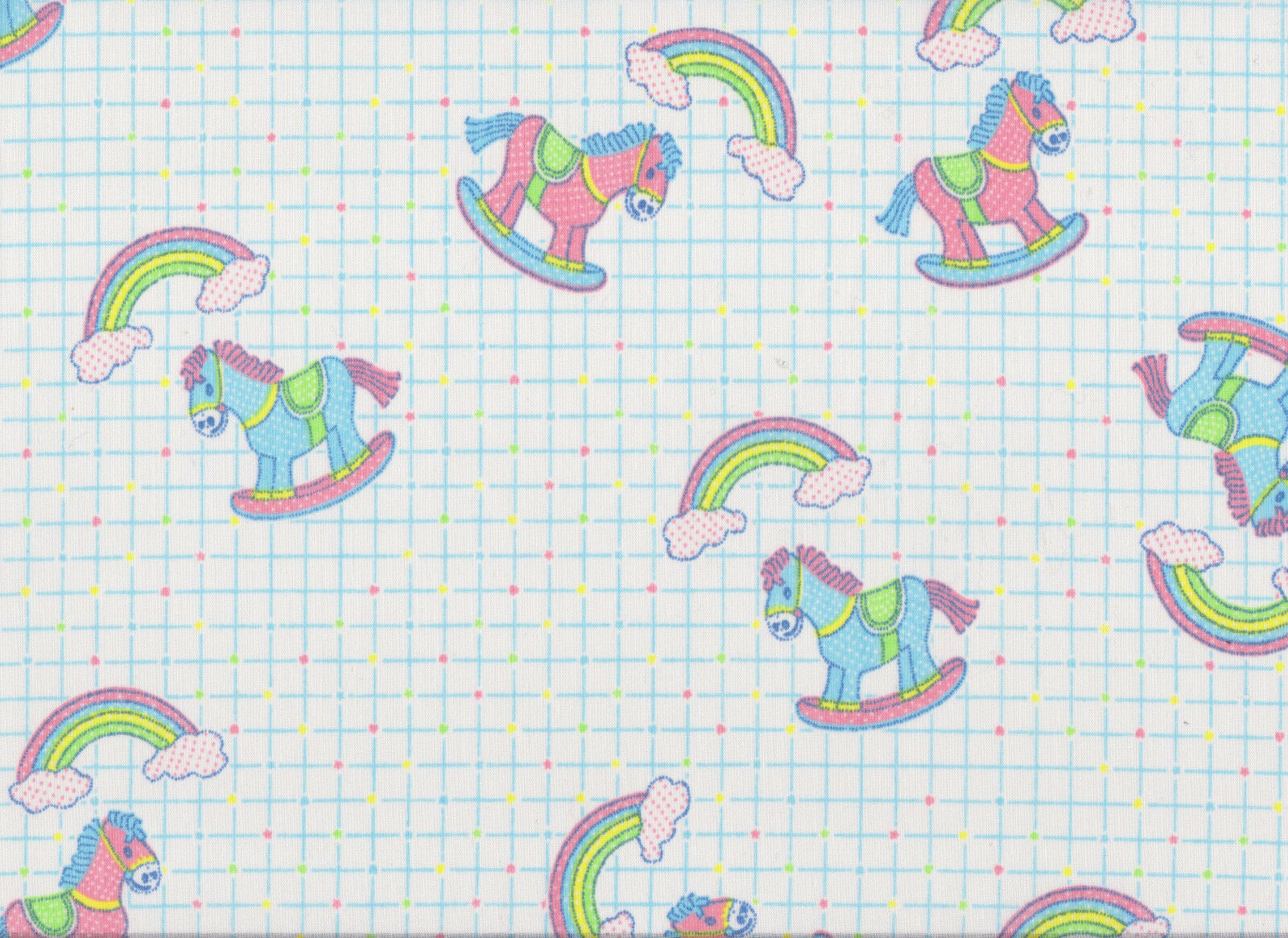 Pastel Rocking Horse Print Polycotton Fabric 115cm Wide (x 1.6 metres)