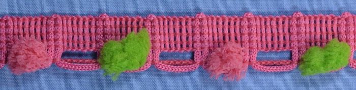 28mm Pink / Green Simplicity Ball Fringe Trim