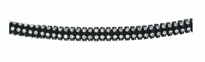6.4mm Faux Rhinestone Black / Silver Cord Trim (per metre)