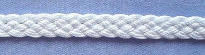 8mm White Viscose Rayon Plaited Braid (per metre)