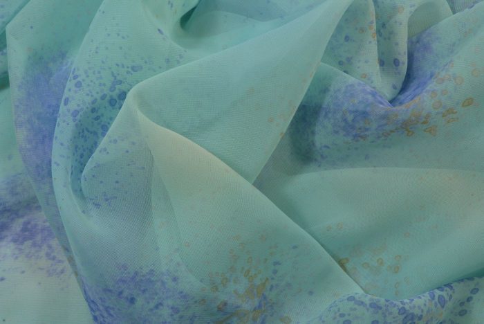 Aqua / Lilac Printed Chiffon Fabric (150cm Wide)