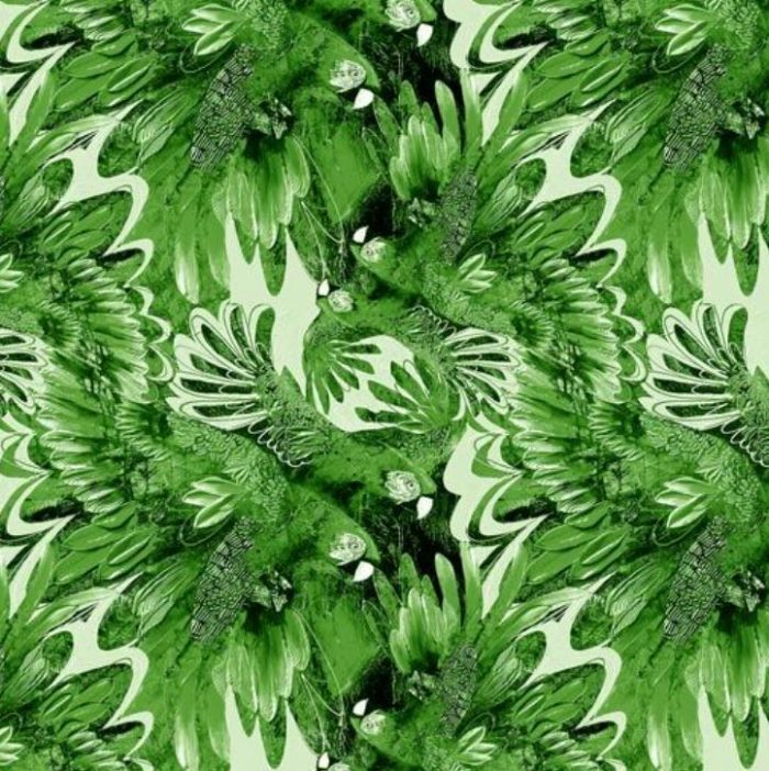 Fat Quarter - Parrot Pandemonium Macaws Lime Cotton Fabric