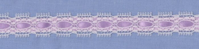 10mm  White / Lilac Ribbon Lace (x 2 metres)