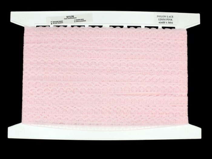 12mm Pink Flat Nylon Lace (x 50 metres)