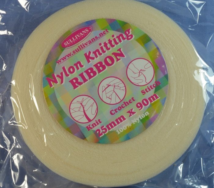 25mm Cream Nylon Knitting Ribbon (x 90 metres)