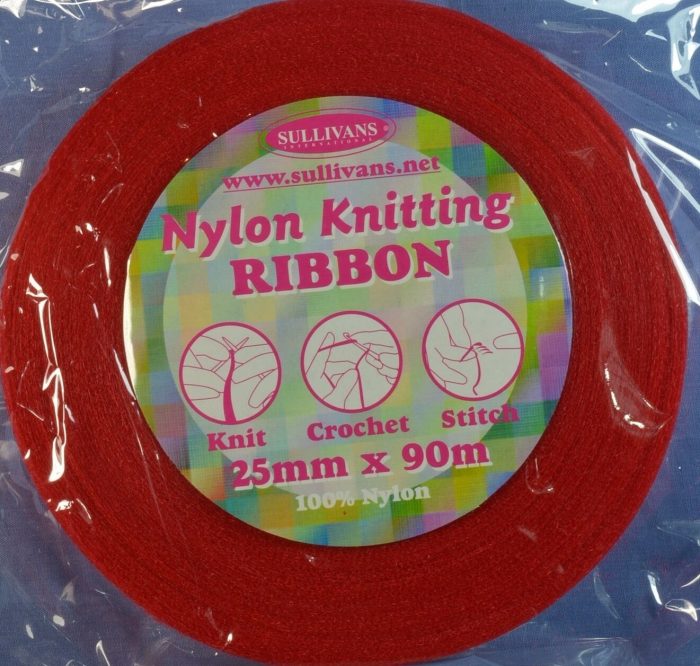 25mm Red Nylon Knitting Ribbon (x 90 metres)