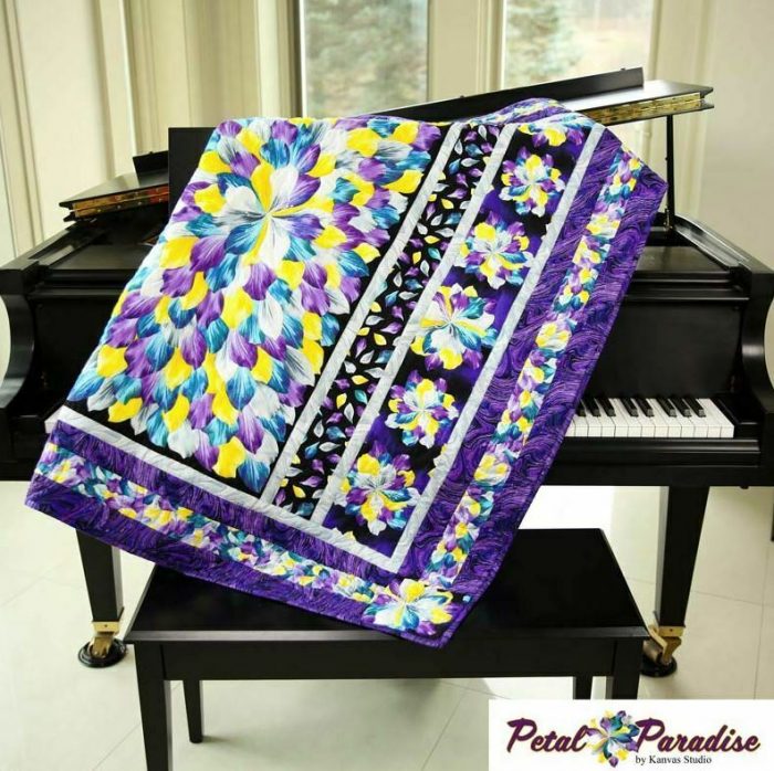 Fat Quarter - Petal Paradise - Black Petals Cotton Fabric