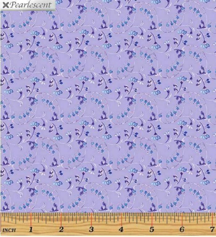 Fat Quarter - Violet Twilight: Pearly Lilac Scrolling Buds Cotton Fabric