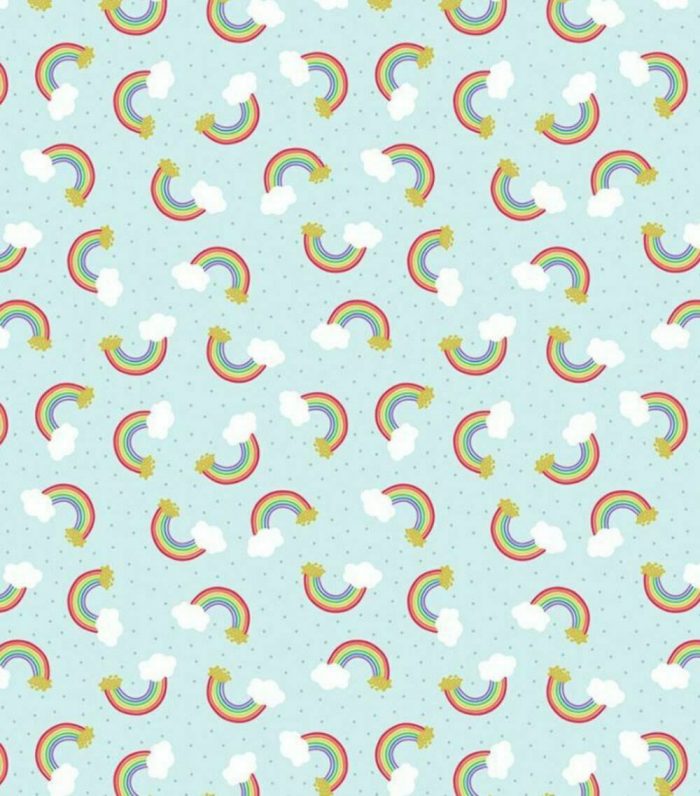 Small Things Mystical & Magical - Rainbows on Blue Cotton Fabric (per metre)