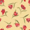 Tulip Fields: Mouse and Tulip on Yellow Cotton Fabric 110cm wide (per metre)