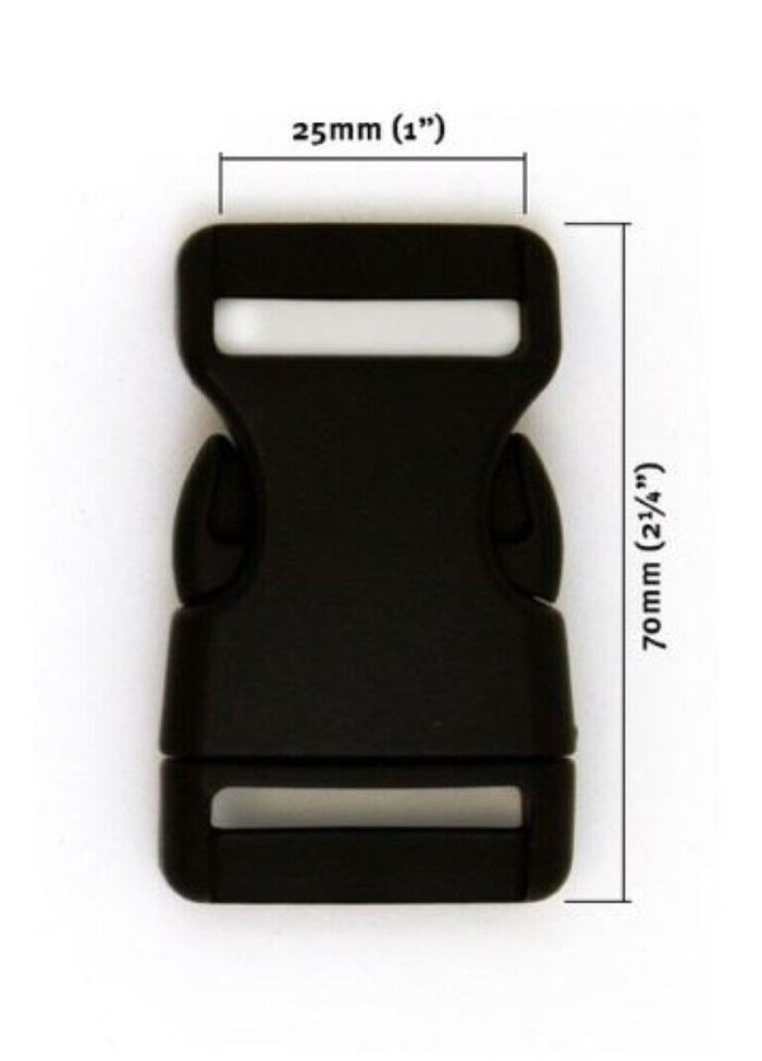 25mm Black Side Release Plastic Buckle 2 pk from Voodoo Bag Hardware