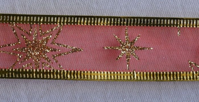 25mm Gold Wire Edged Organza Christmas Ribbon #19 (x 2.7 metres)