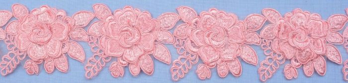 70mm Pink Floral Continuous Applique (per metre)