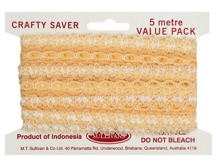 Peach Sullivans "Crafty Saver"  Coathanger (Eyelet) Lace (x 5 metres)