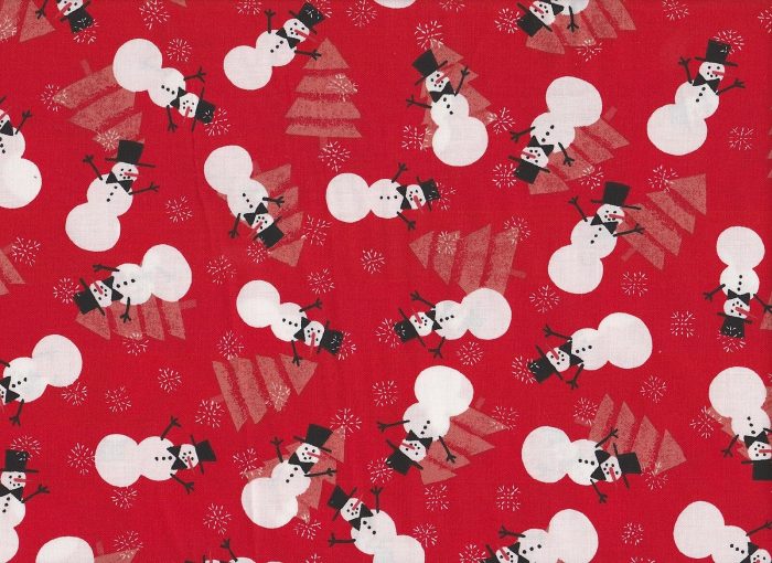 Red Snowman Christmas Fabric  112cm Wide (per metre)