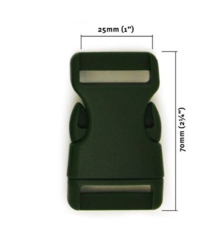 25mm Army Green Side Release Plastic Buckle 2 pk from Voodoo Bag Hardware