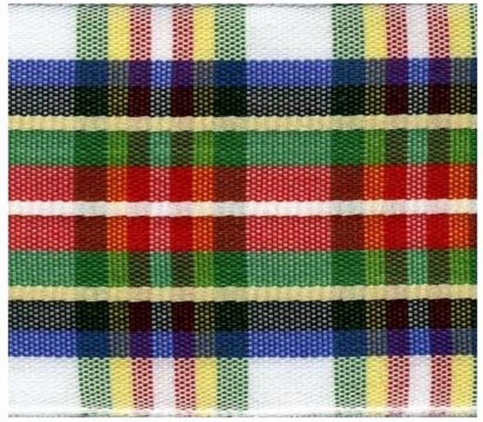 38mm White / Black / Yellow Tartan Ribbon