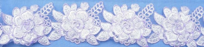 70mm Mauve Floral Continuous Applique (per metre)