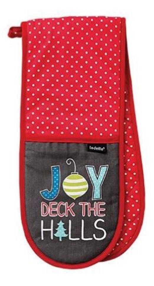 Joy Deck The Halls Christmas Themed Double Oven Mitt