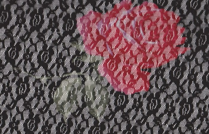 Black/Red Polyester Stretch Lace Fabric 150cm Wide