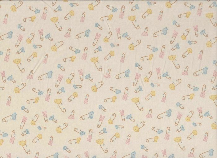 Cream Nursery Printed Cotton Fabric 115cm wide (per metre)