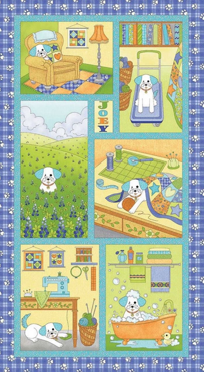 Joey the Shop Dog 24" x 44" Cotton Panel