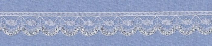 10mm Off White Nylon Lace with Silver Edge (x 5 metres)