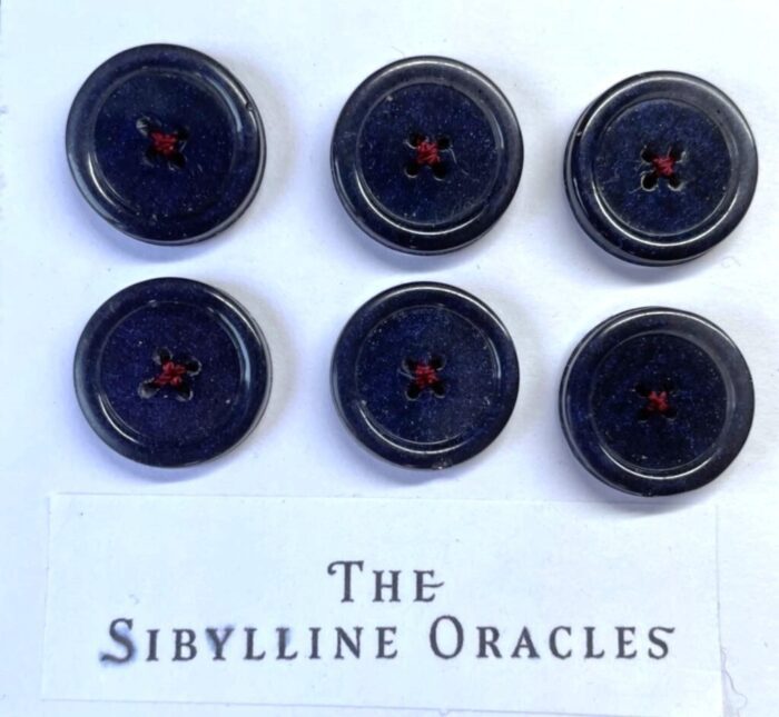 15mm Sibylline Navy Blue 4 Hole Button (x 6 buttons)