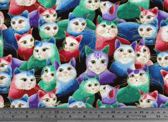 Cat-I-Tude 2: Sweetheart Cats Multi Cotton Fabric 110cm Wide (per metre)