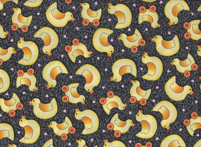Fat Quarter - Black "Just Ducky" Cotton Fabric