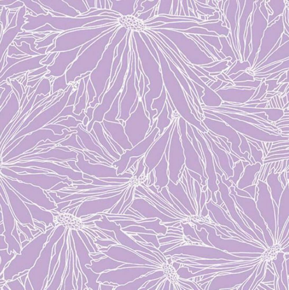 Fat Quarter - Midnight Poppies: Lavender Daisy Petals Cotton Fabric