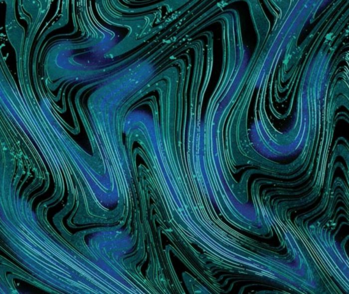 Fat Quarter - Petal Paradise - Turquoise Marble Swirl Cotton Fabric