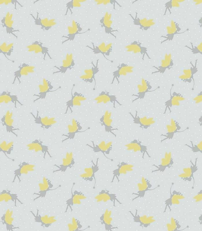 Fat Quarter - Small Things - Fairies on Silver Cotton Fabric