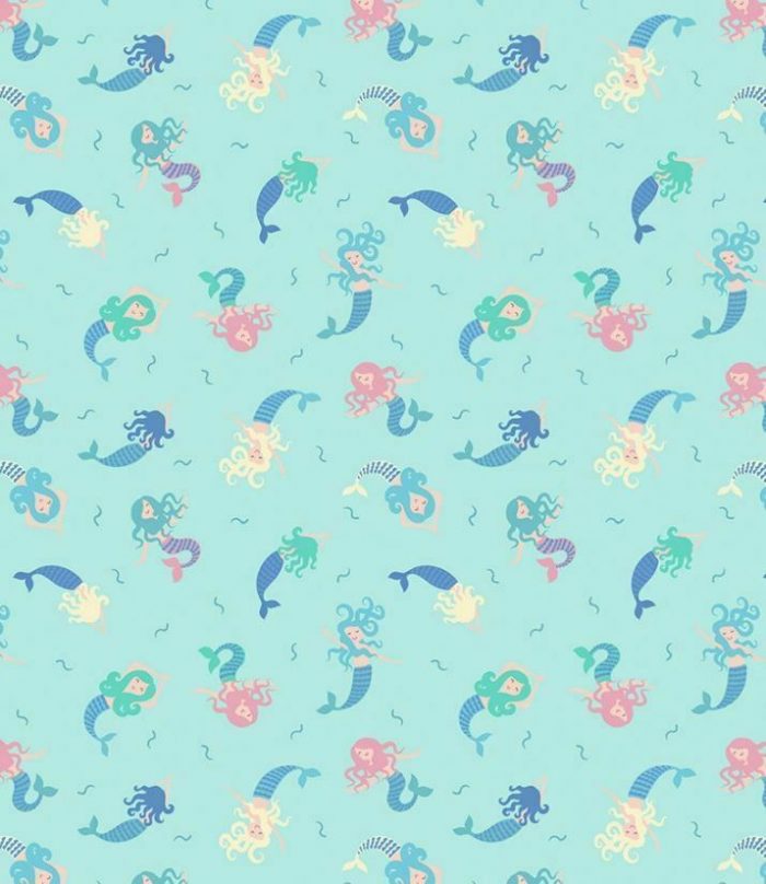 Fat Quarter - Small Things - Mermaids on Blue Cotton Fabric