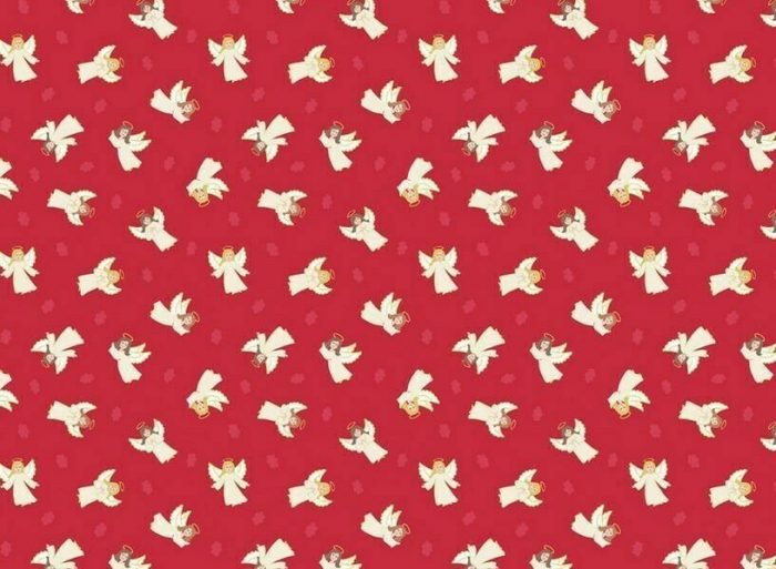Small Things at Christmas - Angels On Red Cotton Fabric 112cm Wide (per metre)