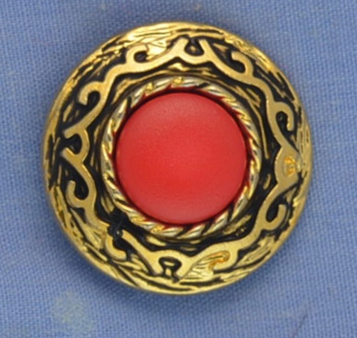15mm Red / Gold Shank Button (x 2 buttons)