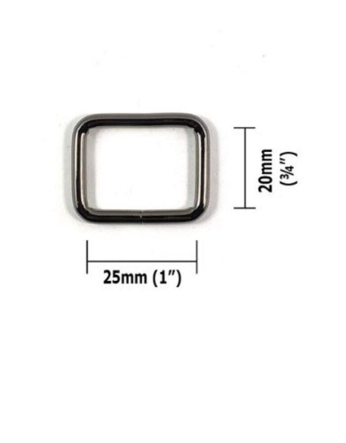 25mm Gunmetal Rectangular Rings 4 Pk by Voodoo Bag Hardware