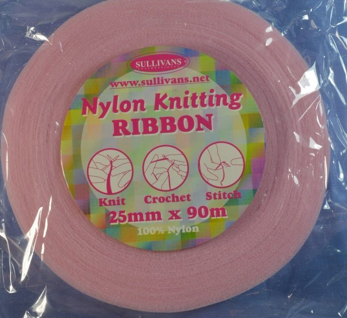 25mm Light Pink Nylon Knitting Ribbon (x 90 metres)