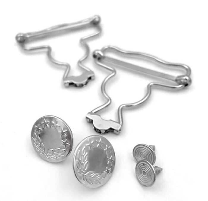 Hemline 40mm Nickle Bib and Brace Buckle Set (suits overalls, suspenders etc)