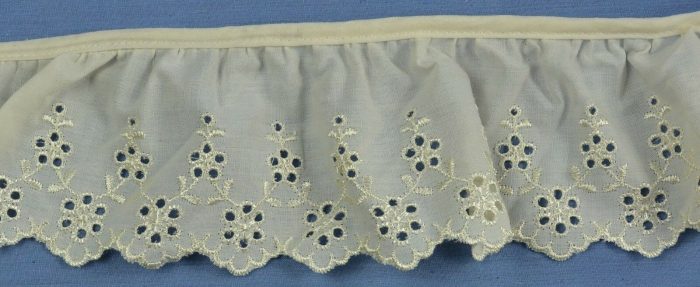 75mm Cream Gathered Broderie Lace (per metre)