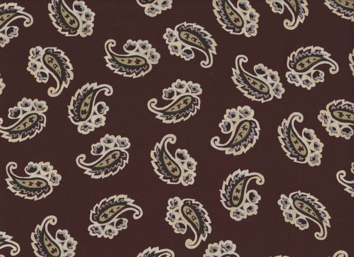 Chocolate Paisley Polyester Faille Fabric (per metre)